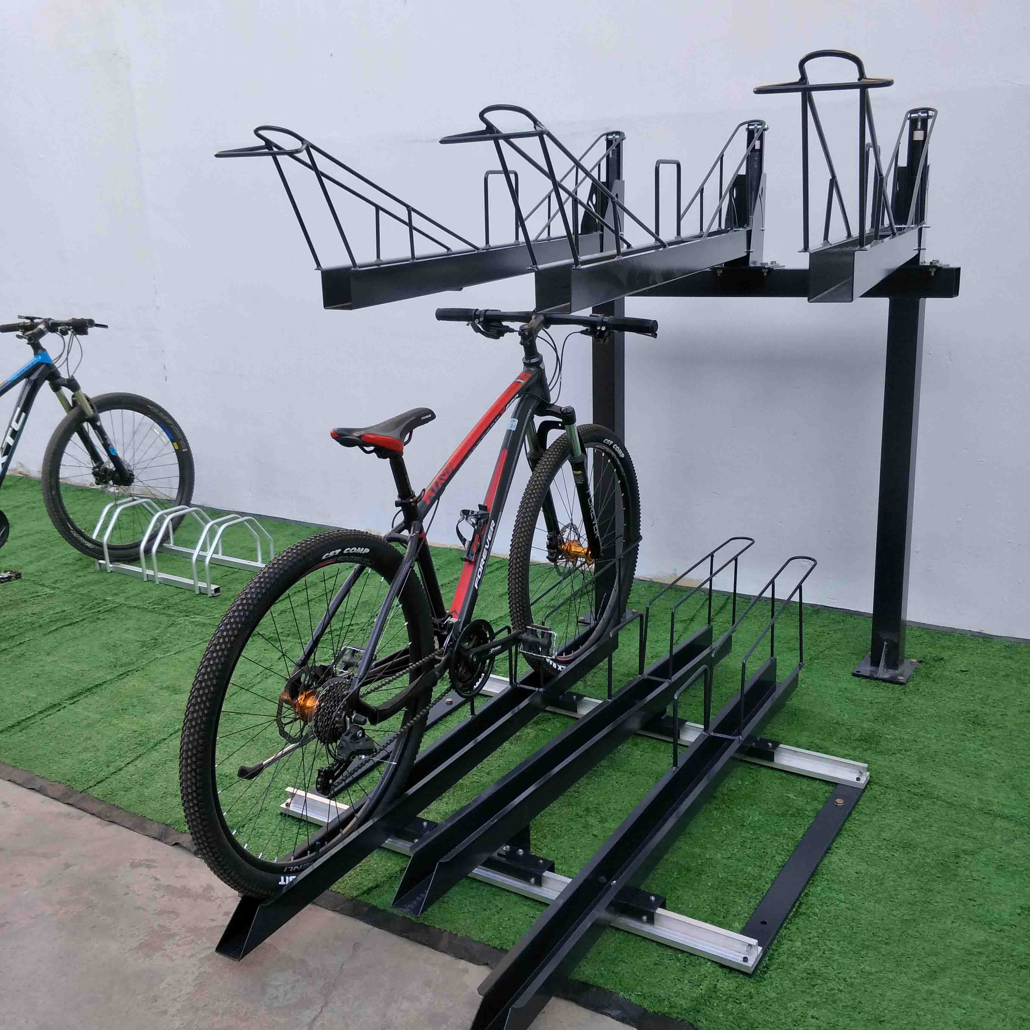 Soporte de montaje de bicicleta de dos pisos al por mayor ligero para 6 bicicletas